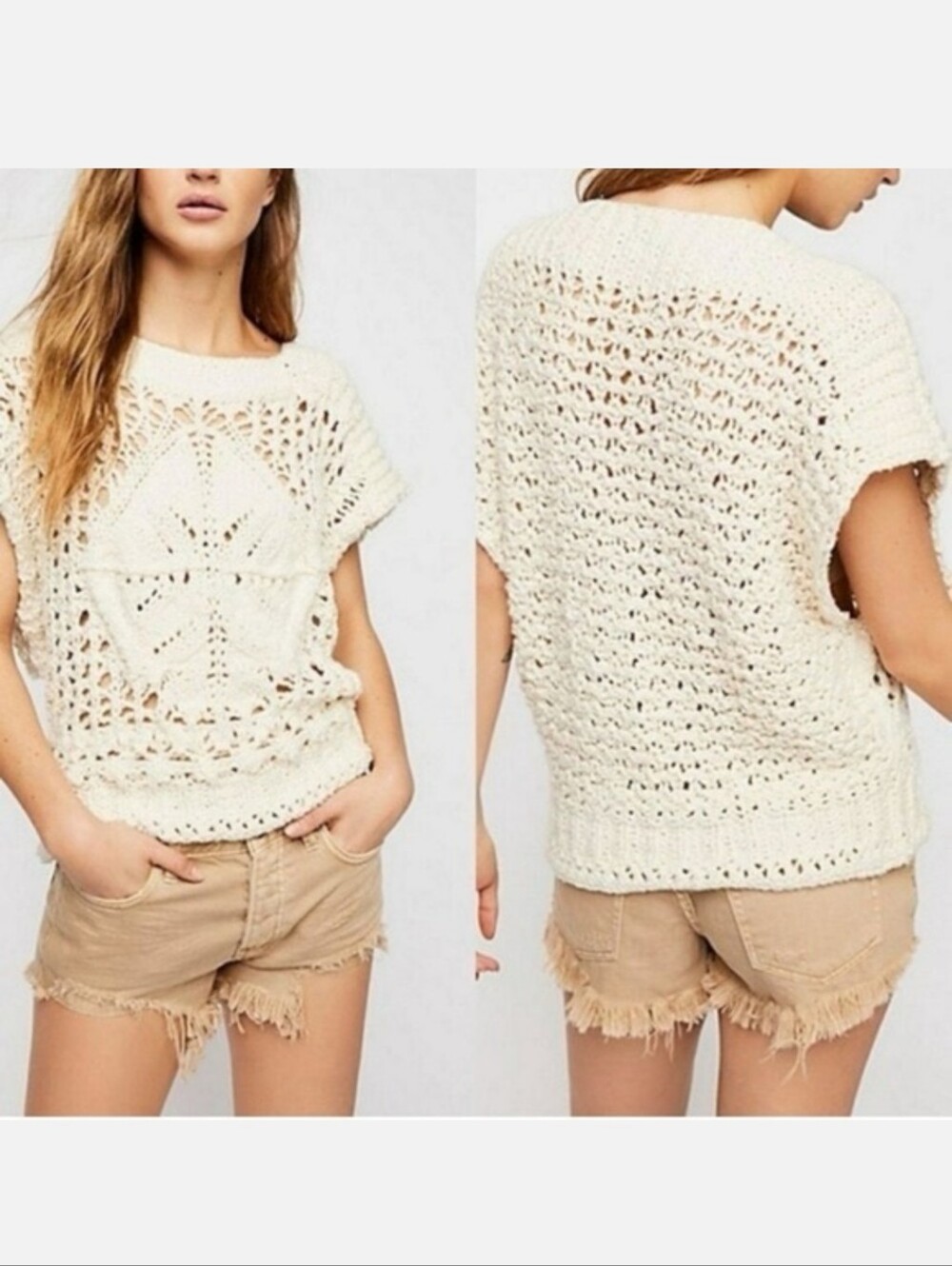 Free People Diamond In The Rough Crocheted Sweater